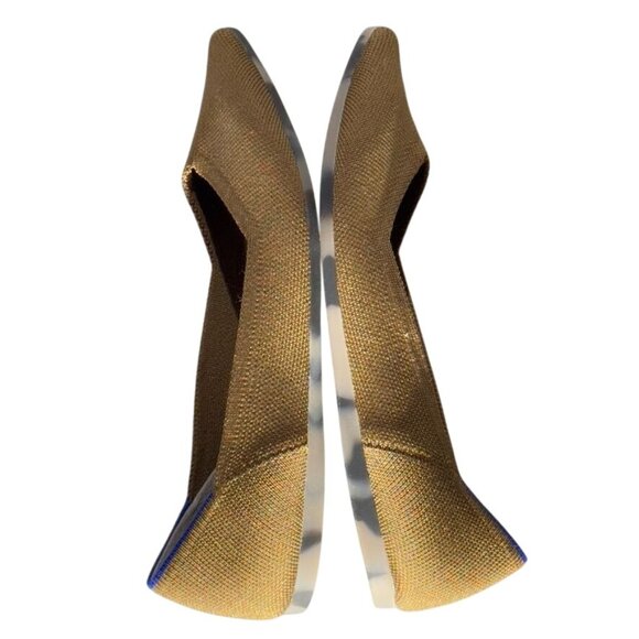 ROTHY'S Womens Pointed-Toe Flats Recycled Knit Bronze/Brown Blue Trim Size 7 - Picture 6 of 11